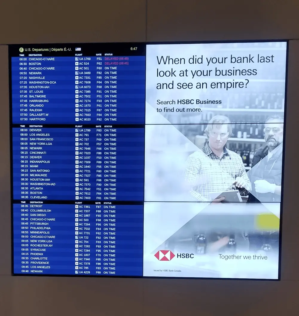 Houston Airport HOU Advertising Flight Information Screens A1
