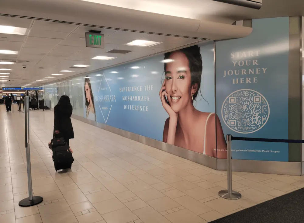 Example of wall wraps in an airport terminal
