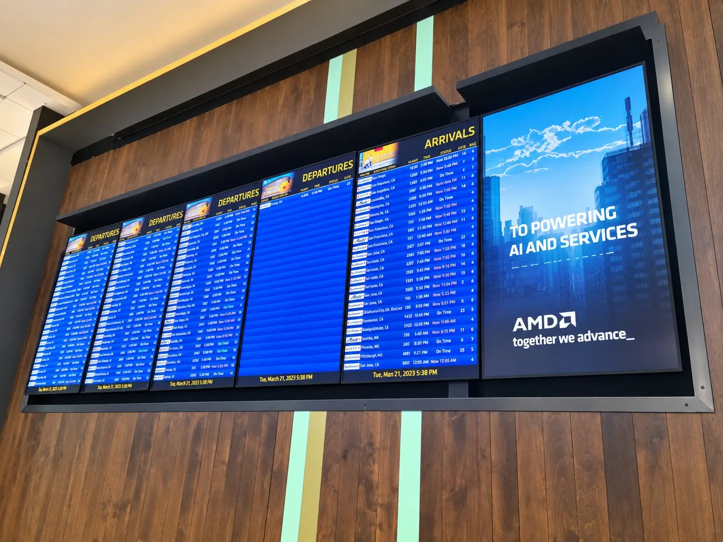 AMD flight-information display digital network