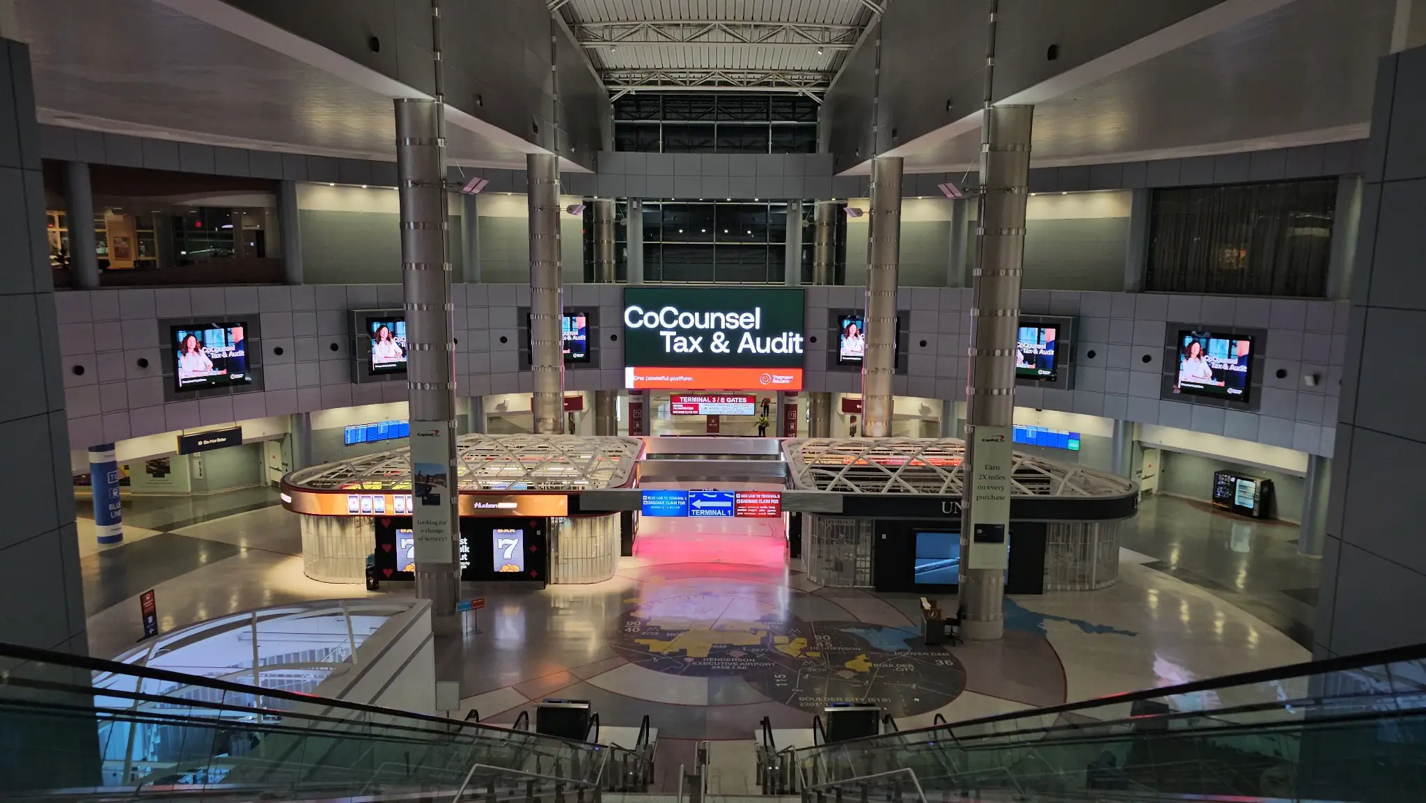 Digital network overlooking the LAS terminal atrium